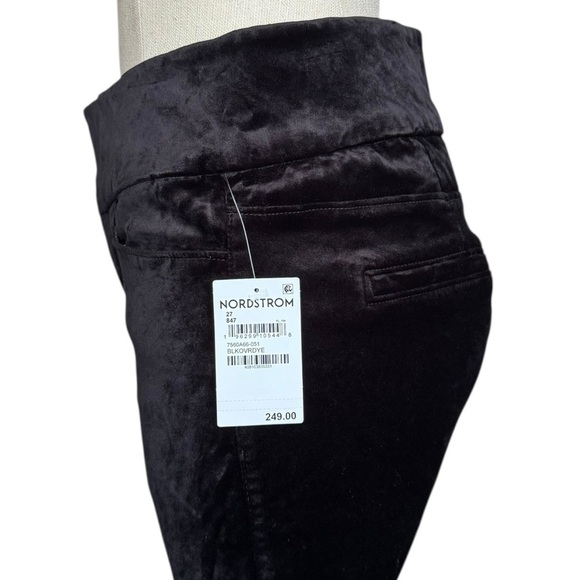 NWT Paige HR Lou Lou Velvet Wide Clean Front Flare Leg Pants Black Overdye 27 - Picture 5 of 13